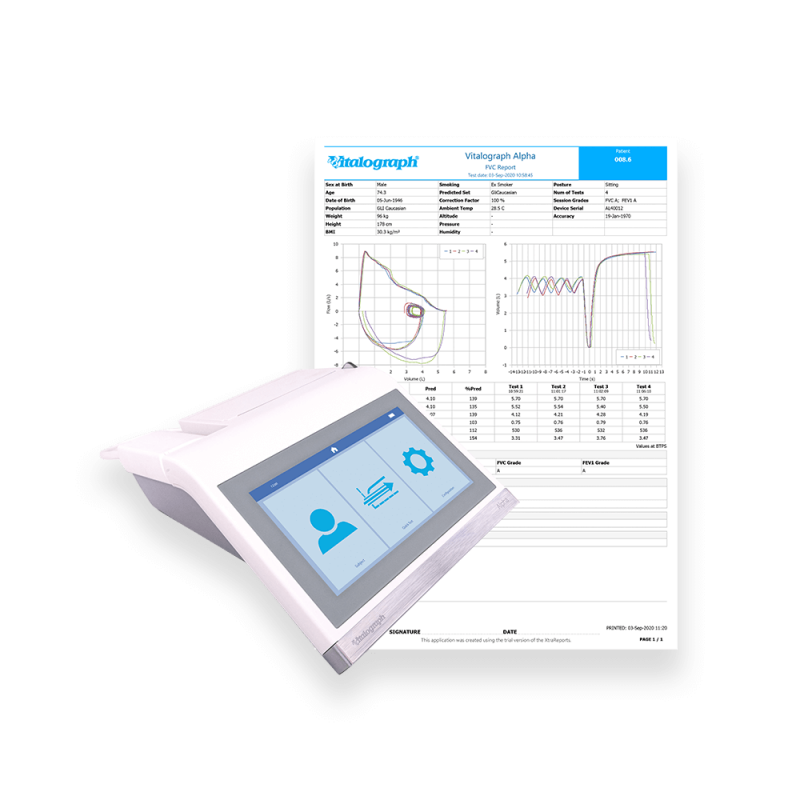Vitalograph ALPHA Spirometer with Device Studio and Connect Software
